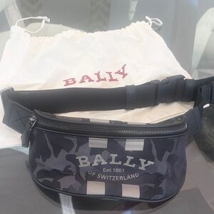 Bally Black and Gray Camo Logo Belt Bag